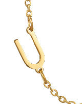 Wholesale 26 Alphabet Gold Up and Down Hole Stainless Steel Necklace