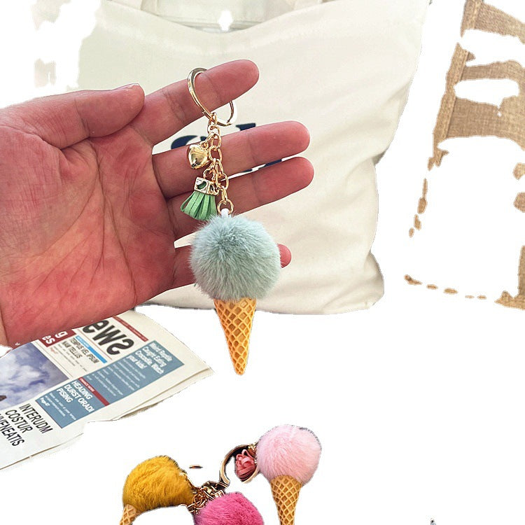 Wholesale 50PCS Ice Cream Cartoon Plush Key Chain Pendant