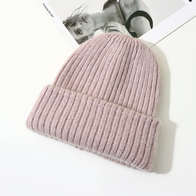 Wholesale Rabbit Fur Knitted Double Layer Thickened Beanie
