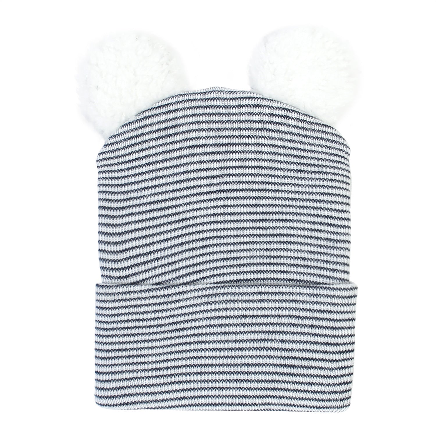 Wholesale Autumn and Winter Double-layer Thick Warm Baby Knitted Double Wool Ball Pullover Hat