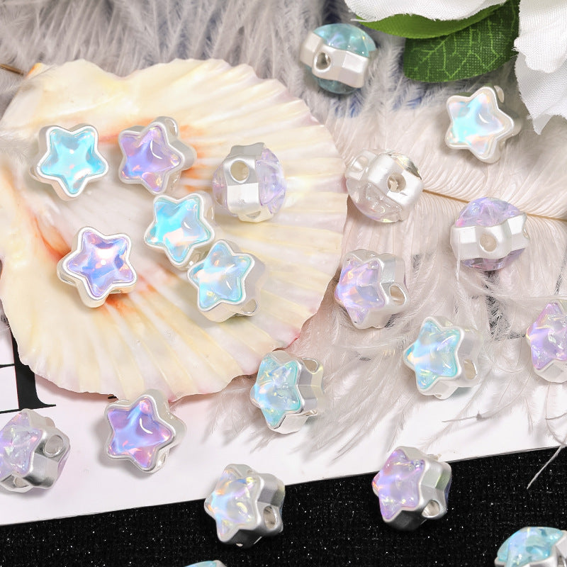 Wholesale 50pcs 12mm Mermaid Aurora Diamond Pentagram DIY Beaded Accessories