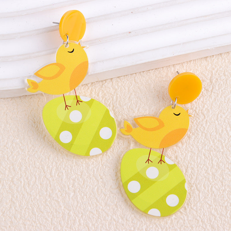 Wholesale Easter Rabbit Radish Chicken Acrylic Printed Earrings