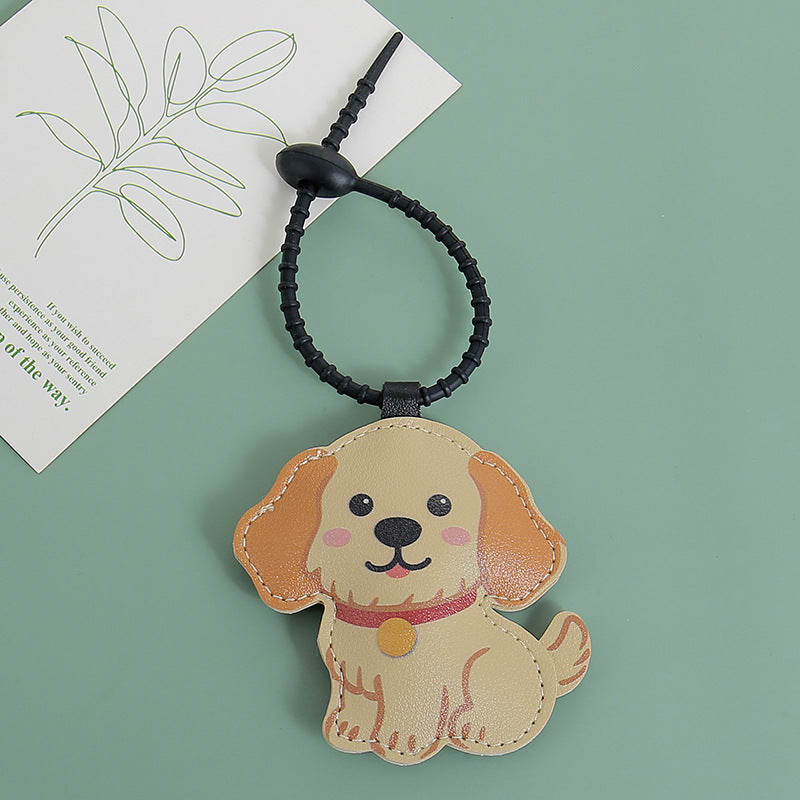 Wholesale Cute PU Leather Golden Retriever Puppy Keychain