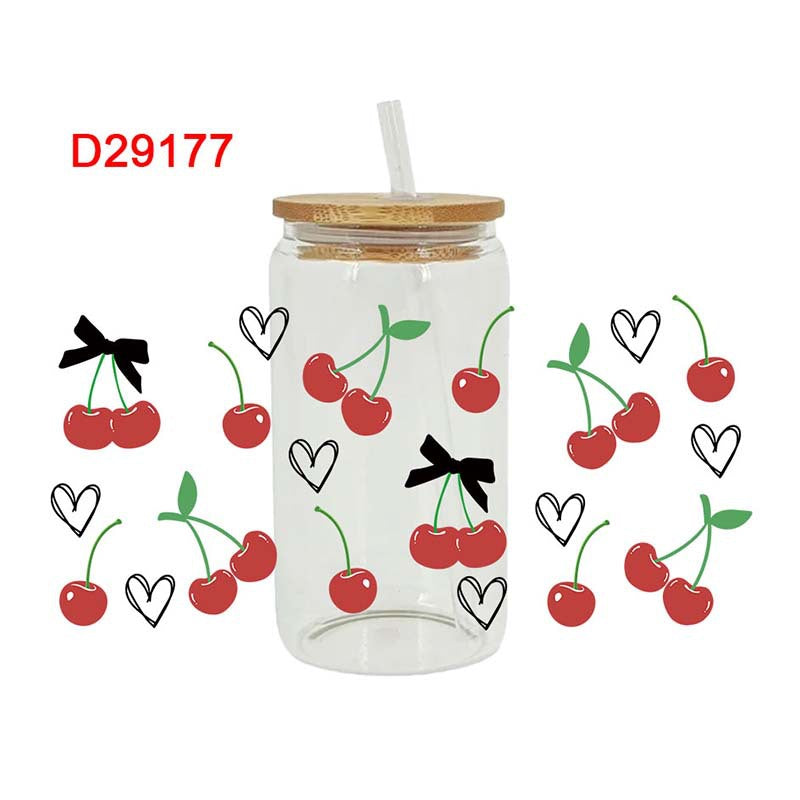 Wholesale Strawberry Cherry Fruit Series 16oz Cup UV DTF Wraps