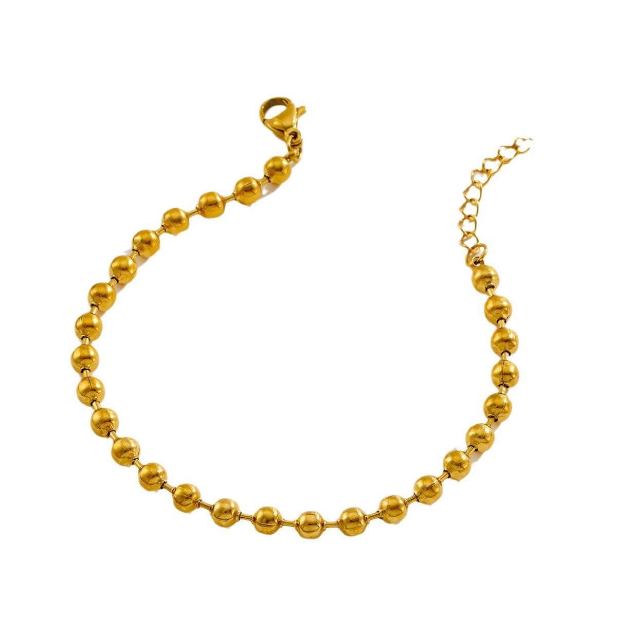 Wholesale  titanium steel  18K round beads Gold Plated Bracelet