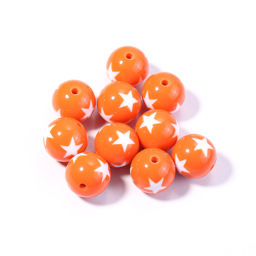 Wholesale 20pcs Painted double-sided heart-shaped pentagram Acrylic Beads