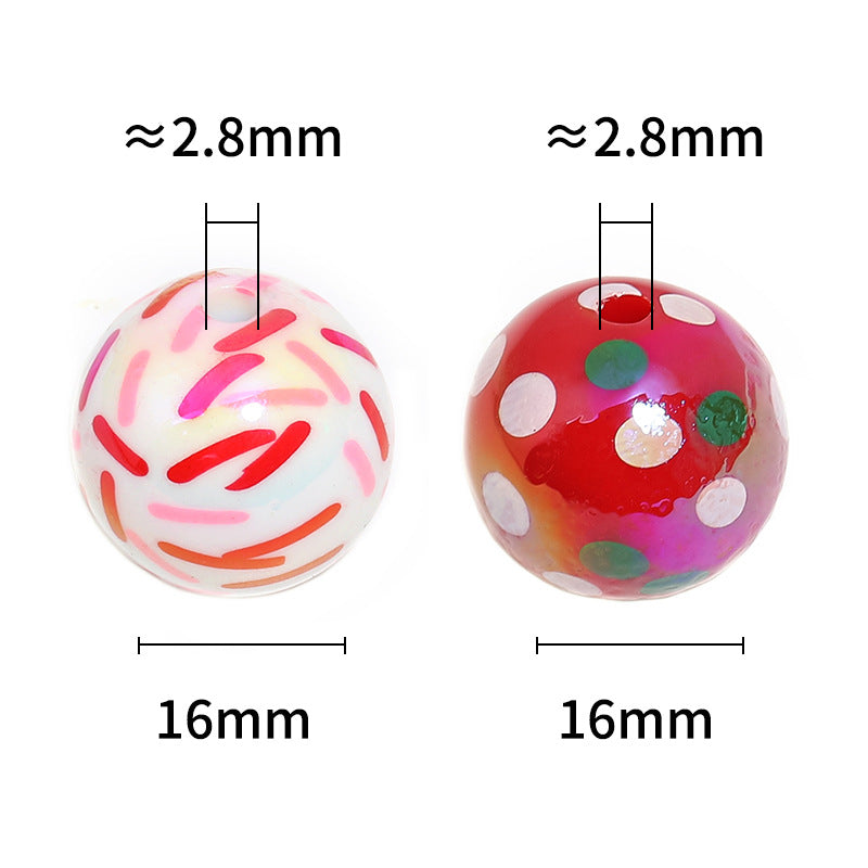 Wholesale 100PCS Holiday Party Ribbon Print Colorful Polka Dot Acrylic Beads