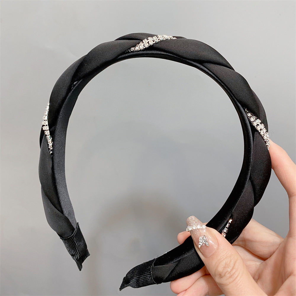 Wholesale Twist Chain Rhinestone Fabric Toothed Headband