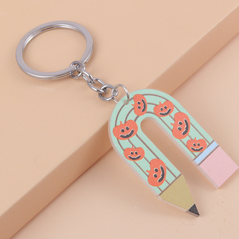 Wholesale Halloween Ghost U-shaped Pencil Acrylic Keychain