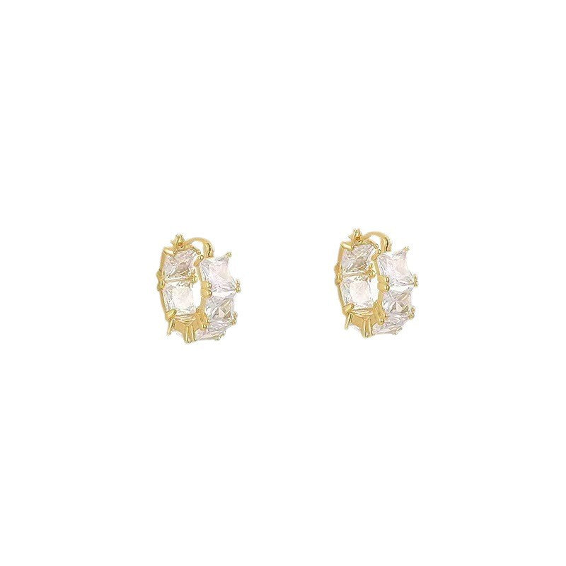 Wholesale Modern Black Zircon Geometric Ear Hoops Electroplated Alloy Fashion Accessory Party Gift Boutique Resale