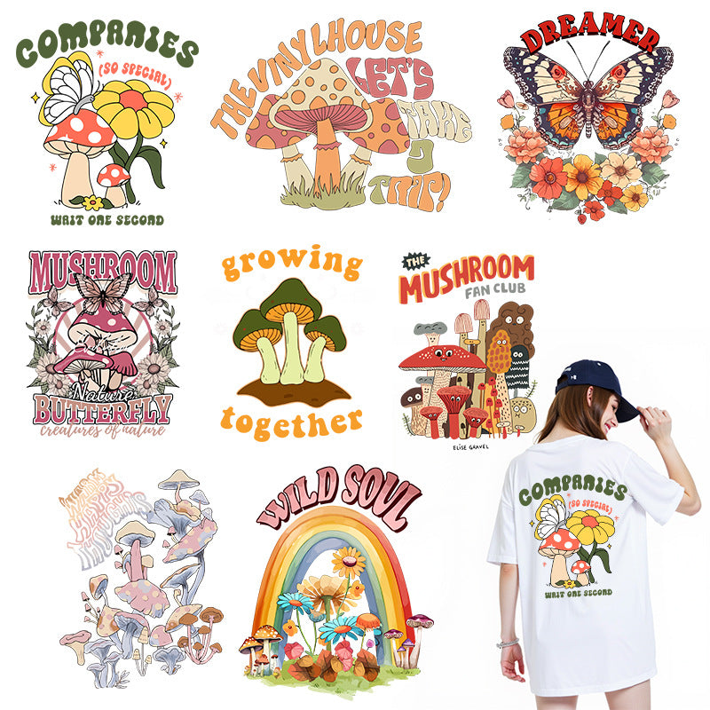 Wholesale 10pcs Colorful Flower Cartoon Mushroom UV DTF Ready to Press Transfers Wraps