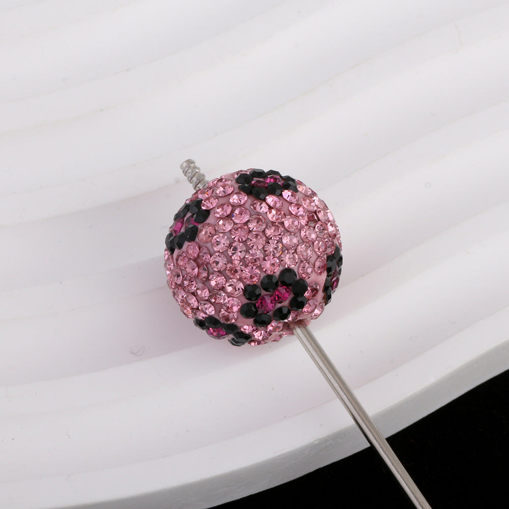 Wholesale 2CM Classic Leopard Print Round Beads with Large Hole,  Polymer Clay Straight Hole Beads,  DIY Phone Keychain Necklace Accessories
