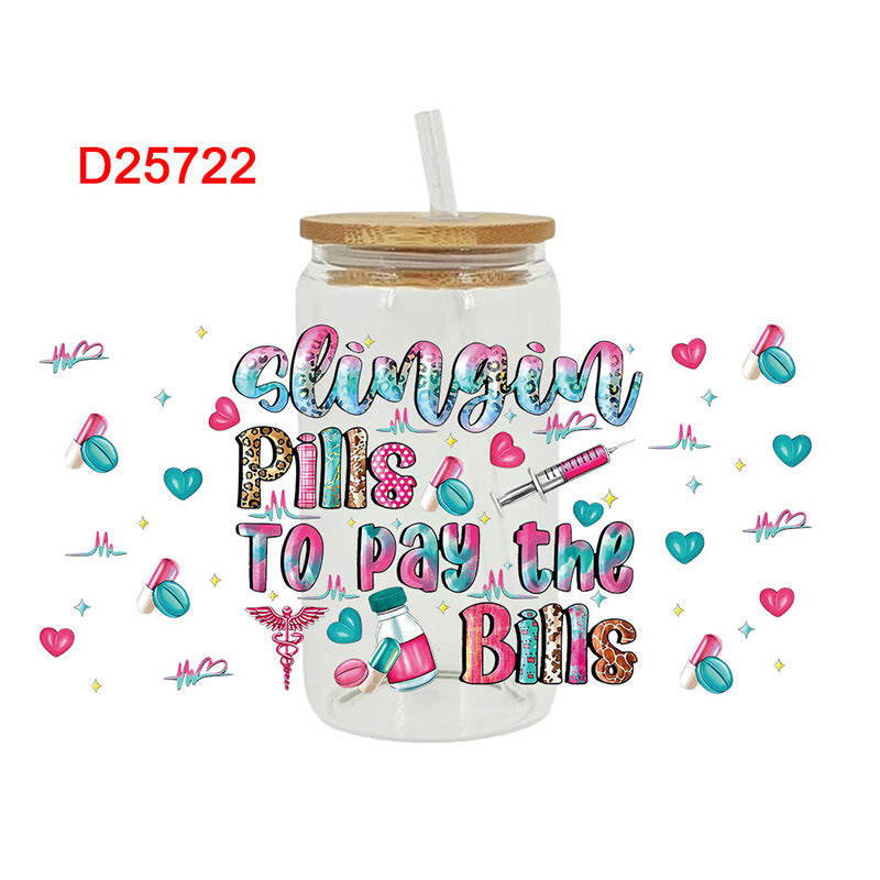 Wholesale Cartoon Colorful Medical 16oz Cup UV DTF Wraps