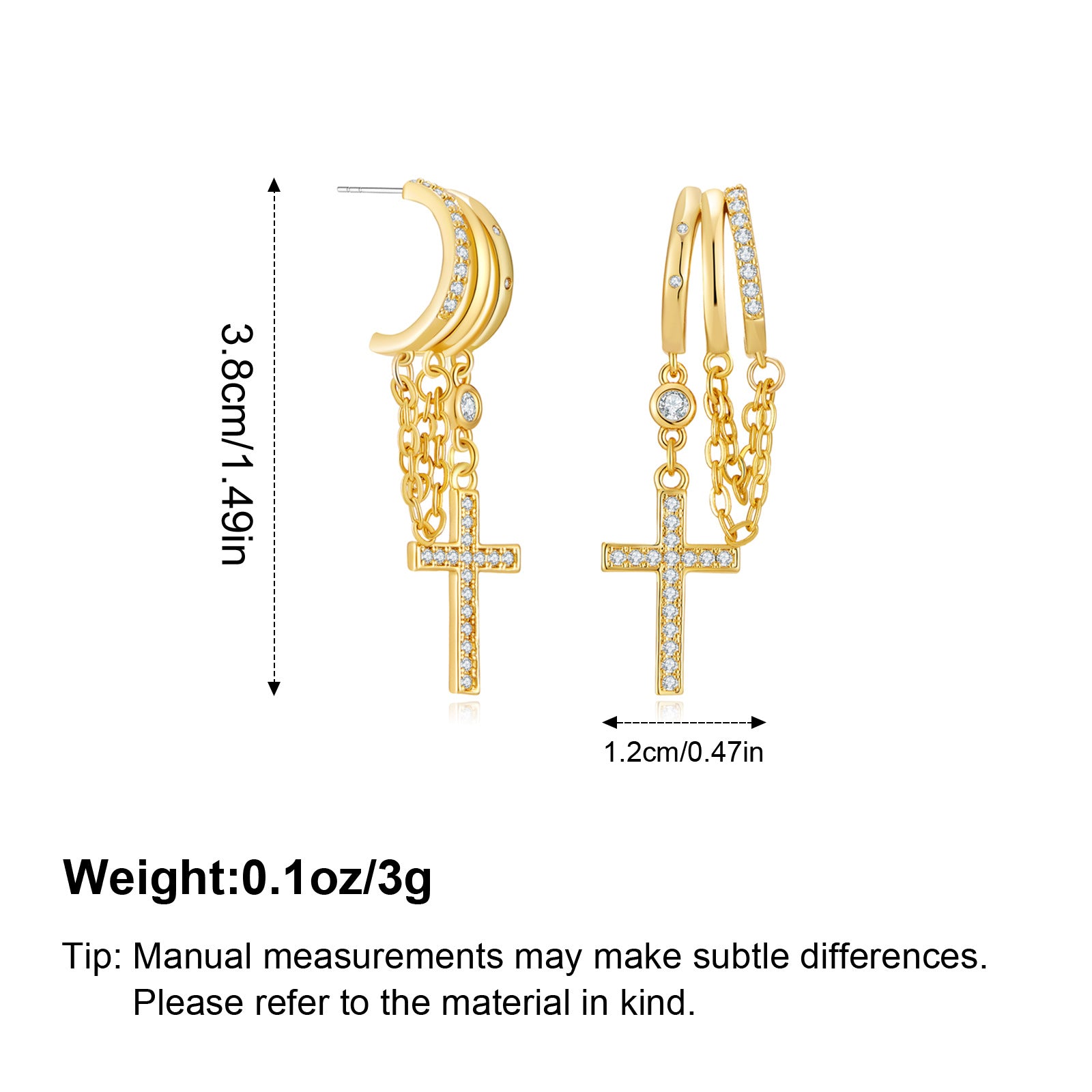 Wholesale Diamond studded irregular claw shaped tassel earrings