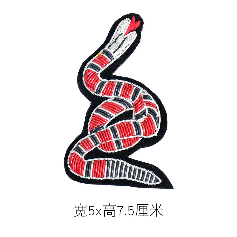 Wholesale DIY Hand Embroidered Indian Silk Mamba Snake Badge Cloth Patch Hat Clothes Accessories FS