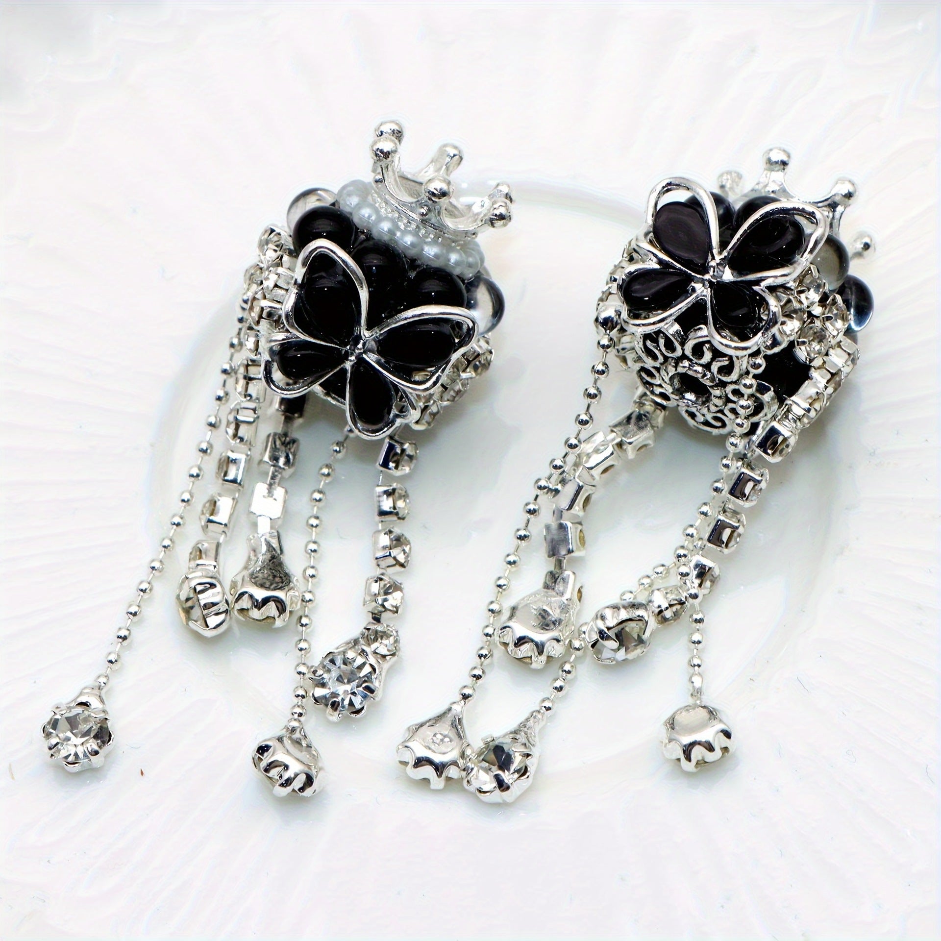 Wholesale 5pcs diamond crown butterfly tassel round beads diy beads