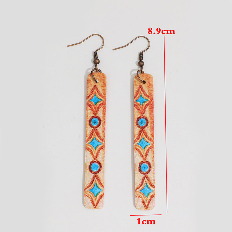 Wholesale Bohemian Retro Geometric Leather Earrings