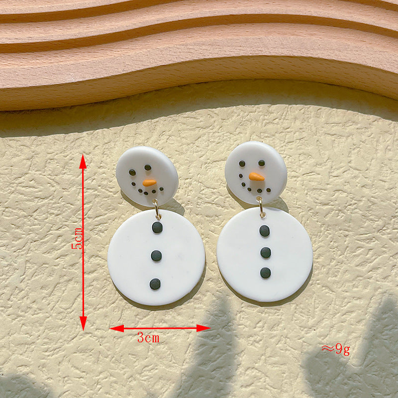 Wholesale Snowman Wreath Cartoon Cute Soft Ceramic Earrings