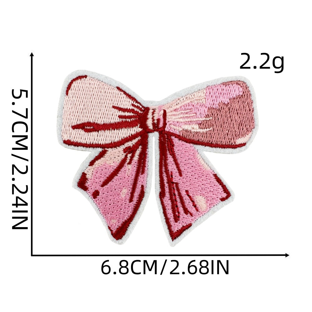 Wholesale Polyester Embroidered Sweet Heart Bow Patch For Girls Clothing Bag Decoration