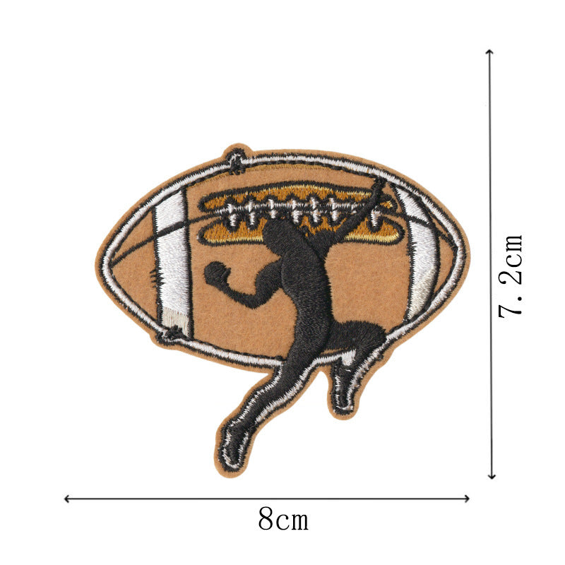 Wholesale Decorative Cartoon Football Leopard Embroidered Iron On Patches Set Of 9 For Towel Cap DIY