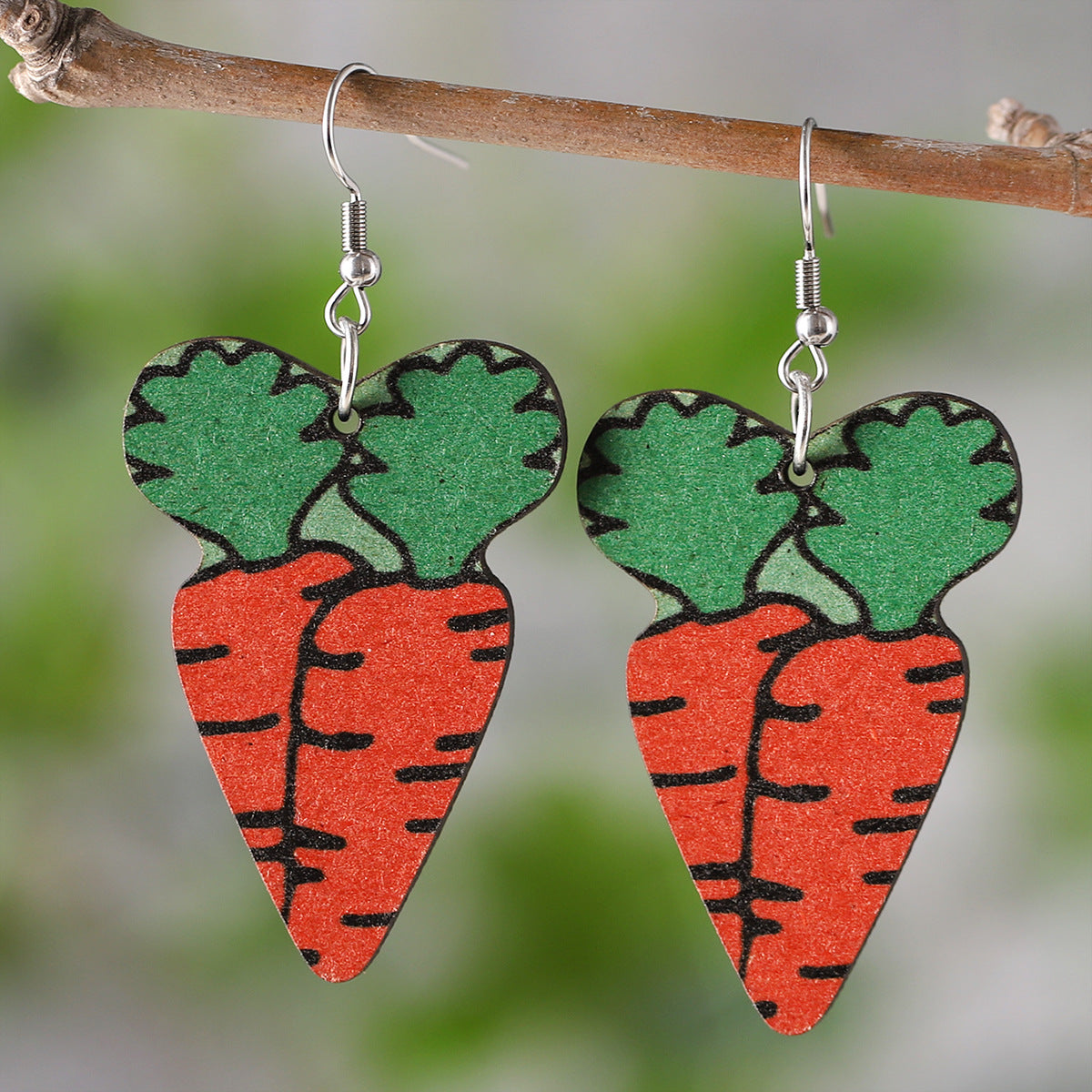 Wholesale Easter rabbit chicken striped egg carrot color hollow pendant double-sided earrings