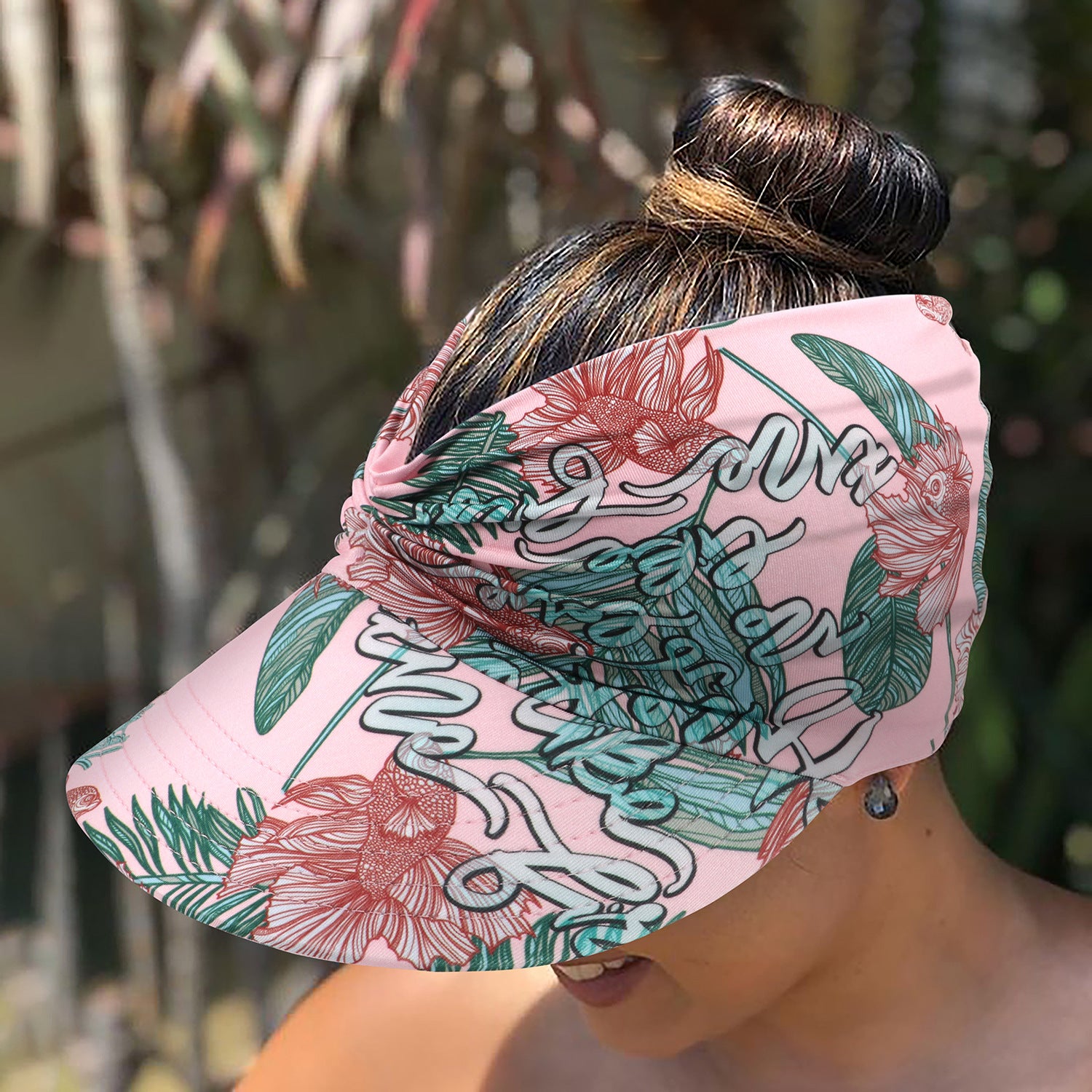 Wholesale New Summer Printed Sun Protection UV Large Brim Face Covering Outdoor Swimming Cap