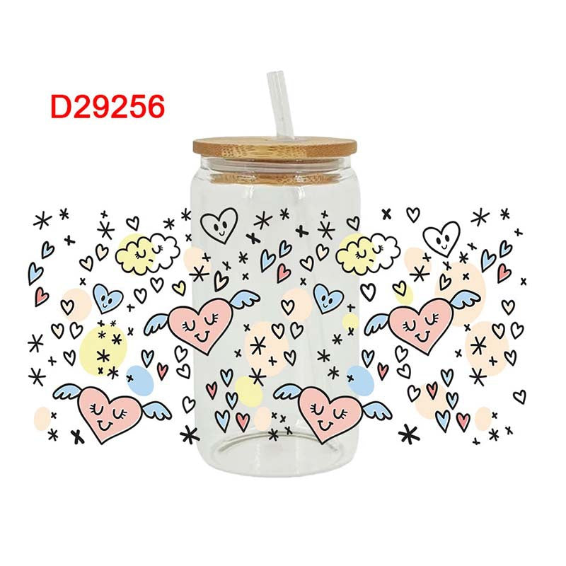 Wholesale Love Skeleton Cartoon Bear Valentine's Day 16oz Cup UV DTF Wraps