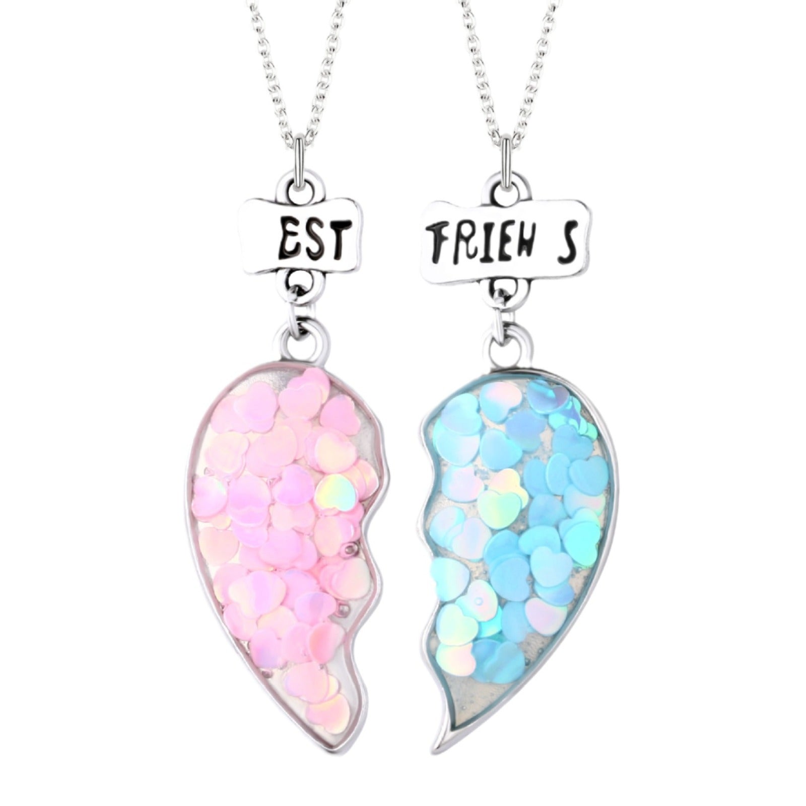 Wholesale Best Friend Necklace Set Magnet Pair of Sequins Onion Powder Glue