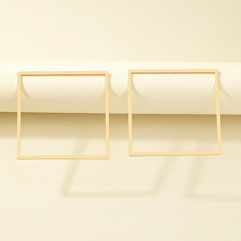 Wholesale Metal Oversized Rectangular Frame Alloy Earrings
