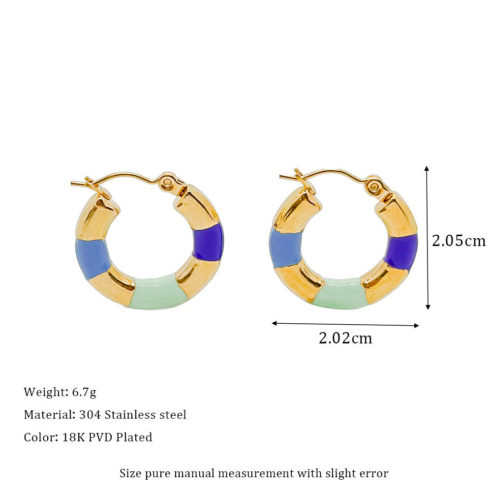 Wholesale titanium steel color earrings niche  dopamine earrings