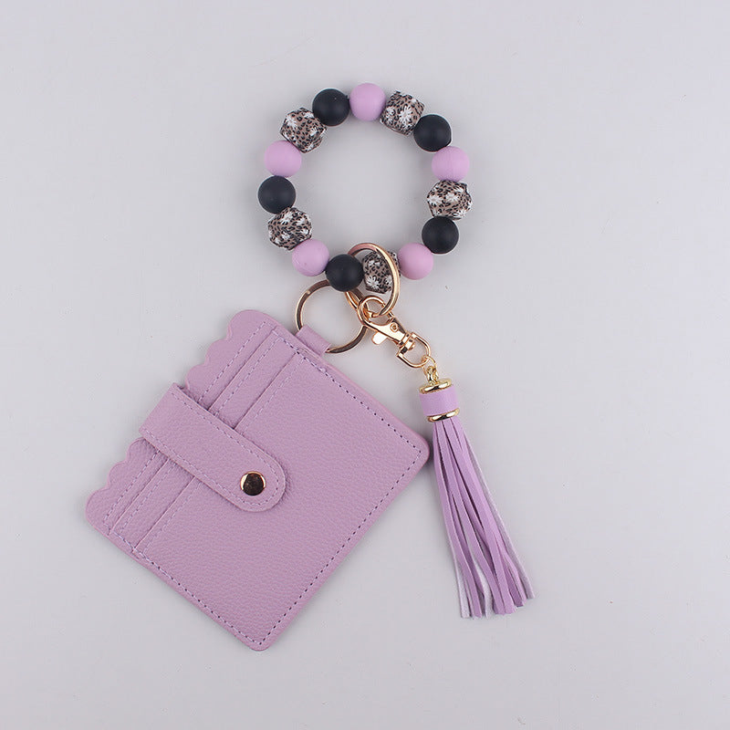 Wholesale Silicone Bracelet  Solid Color Card Holder Wristlet Keychain