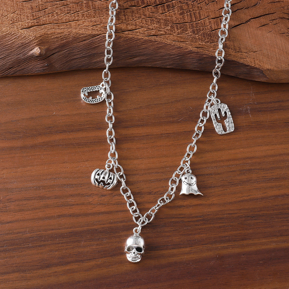 Wholesale Dark Multi-style Skull Boots Niche Fashion Alloy Retro Necklaces