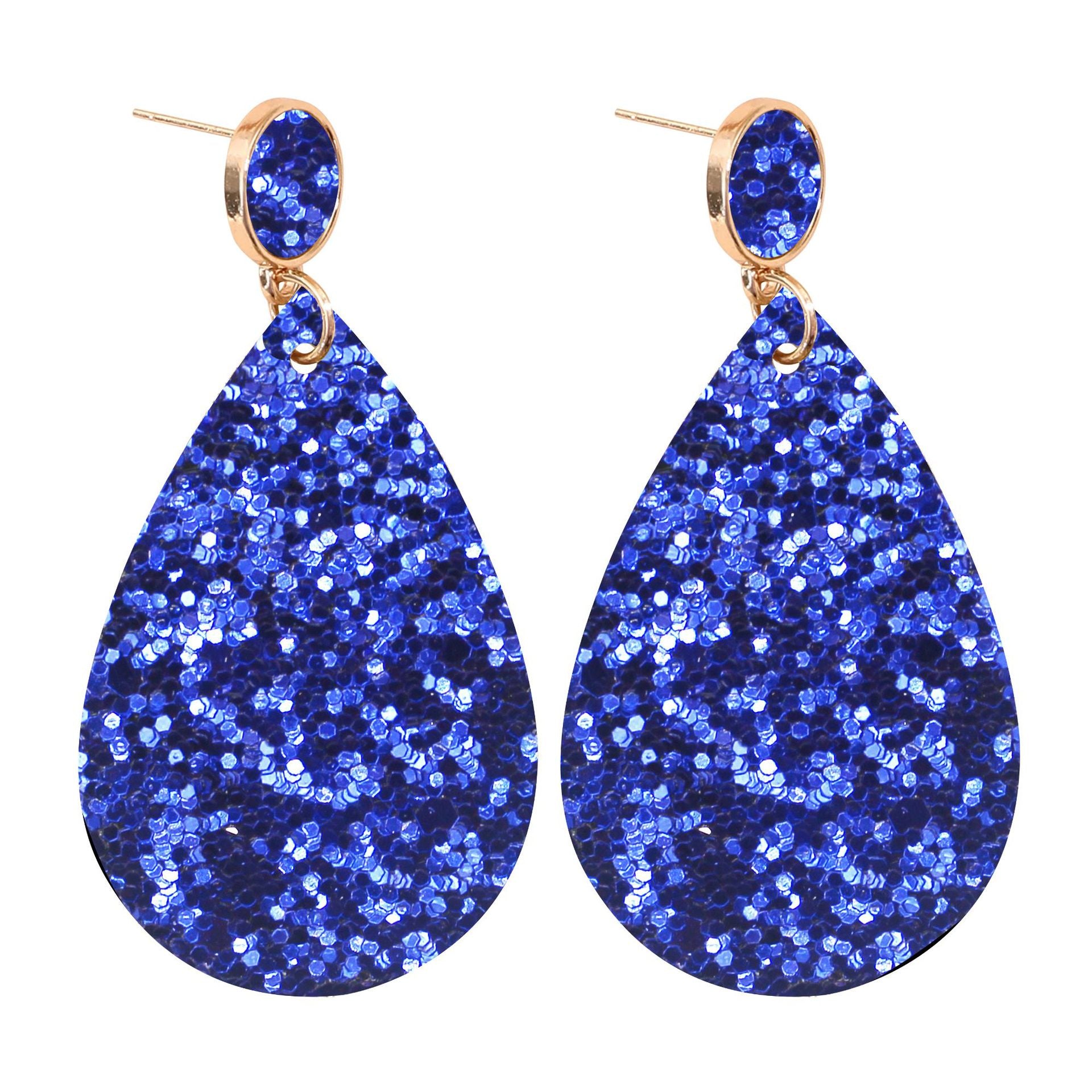 Wholesale Glitter Leather PU Drop Shape Earrings