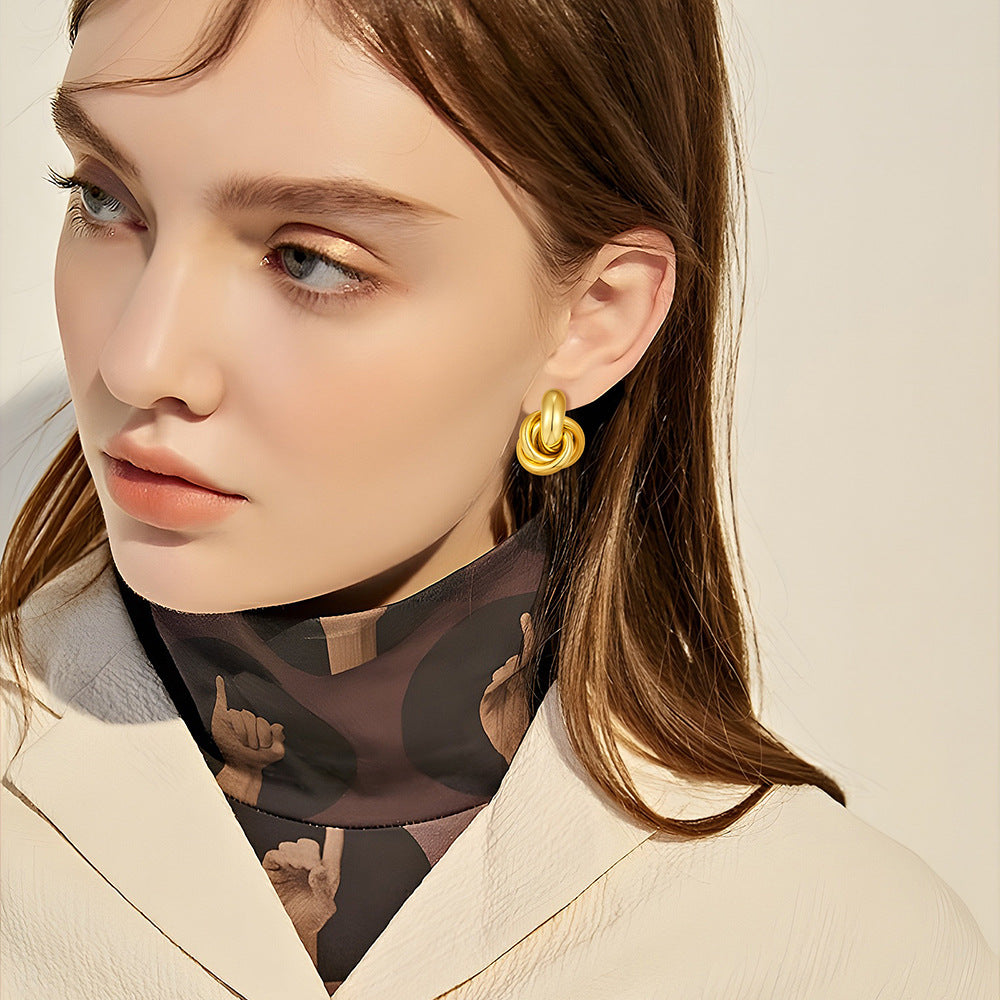 Wholesale Electroplated geometric multi circle earrings