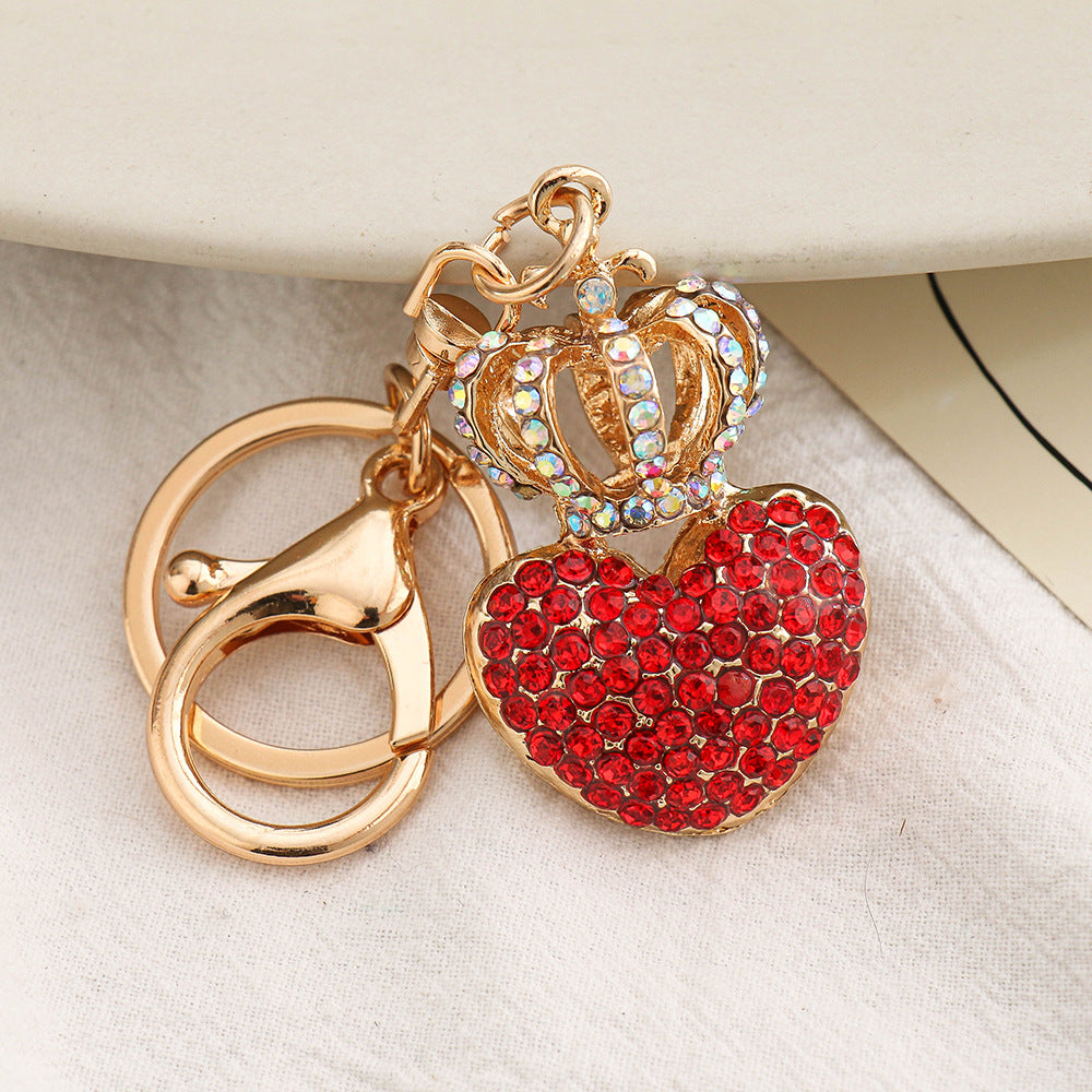 Wholesale Diamond Heart Crown Metal Keychain