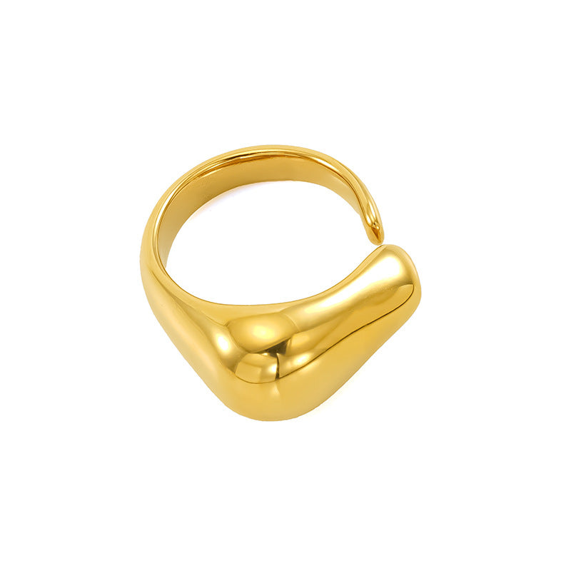 Wholesale Titanium steel ring for women, exaggerated love irregular smooth open ring for women