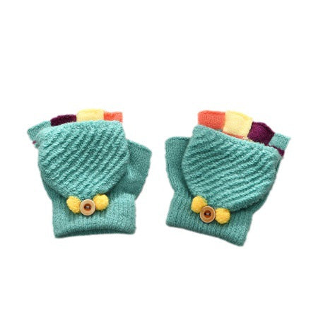 Wholesale Knitted Flip Open Fingered Children's Imitation Cashmere Gloves