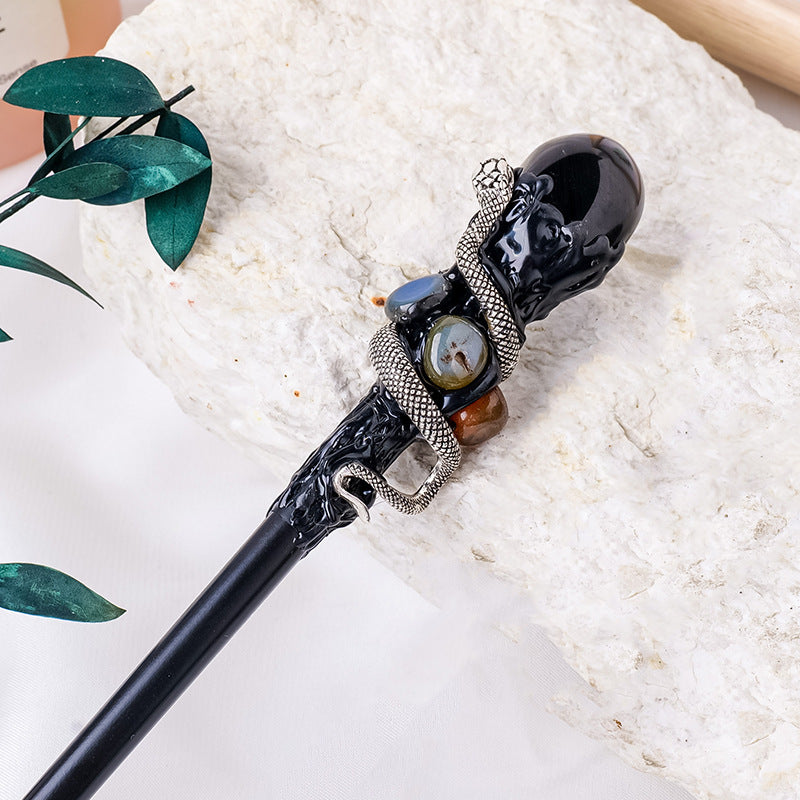 Wholesale Natural Crystal Ball Rolling Magic Wand Halloween Hairpin