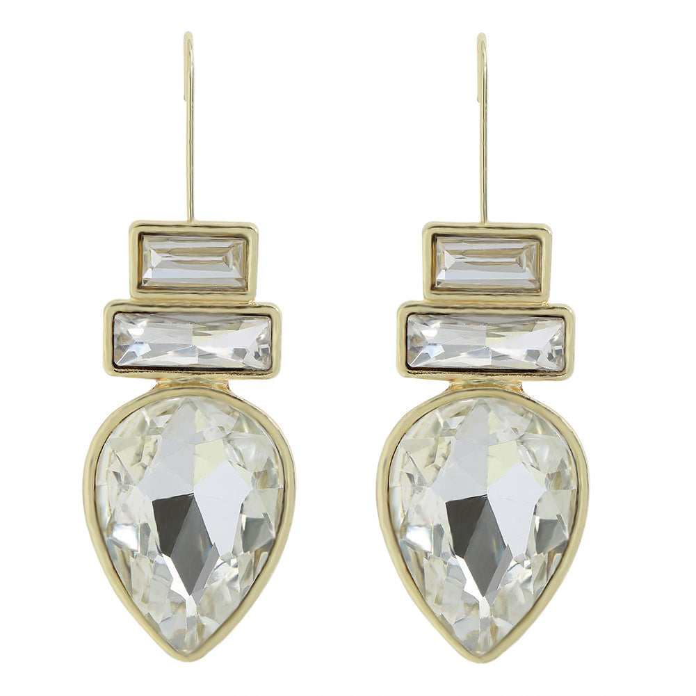 Wholesale Irregular Geometric Alloy Colorful Gemstone Sparkling Earrings