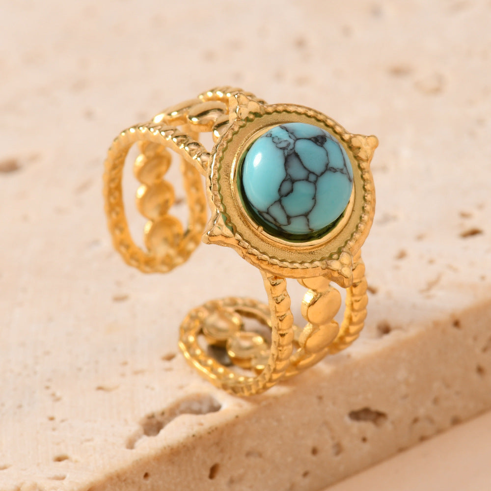 Wholesale Blue turquoise open ring
