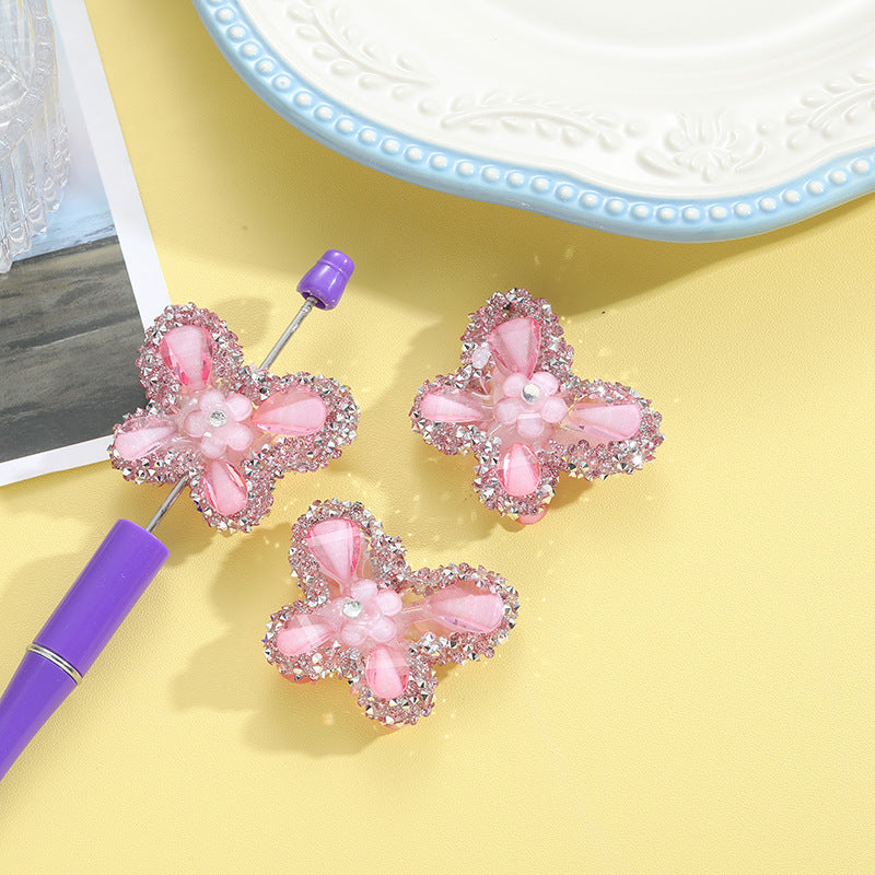 Wholesale 10pcs Rhinestone Butterfly Beads Straight Hole DIY Accessories
