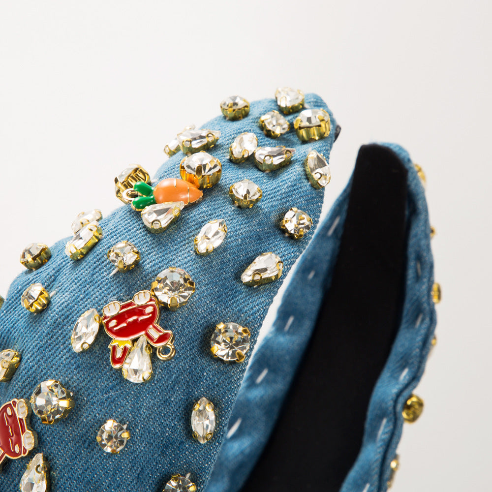 Wholesale Easter Baroque Diamond Rabbit Wide Brim Headband