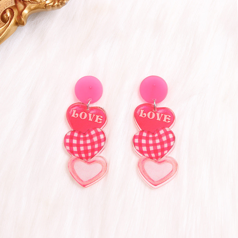 Wholesale Valentine's Day Acrylic Love Cat Dwarf Flamingo Earrings