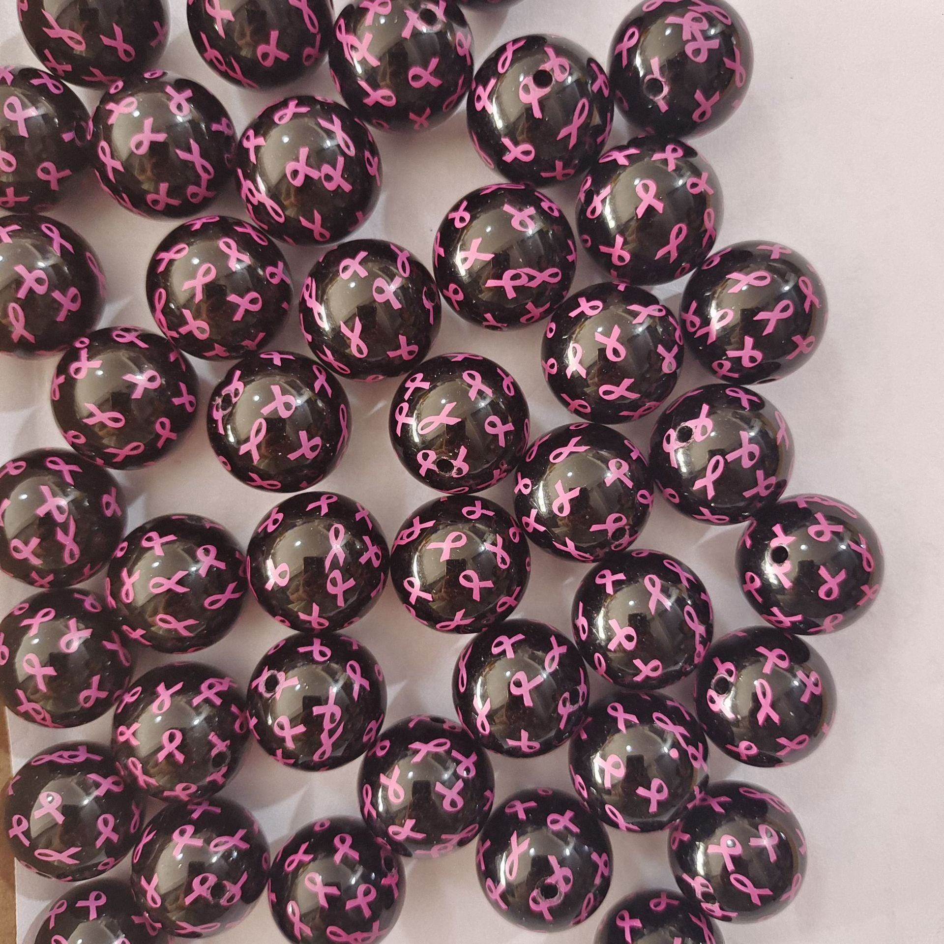Wholesale 20MM Acrylic Black Bow Print Beads