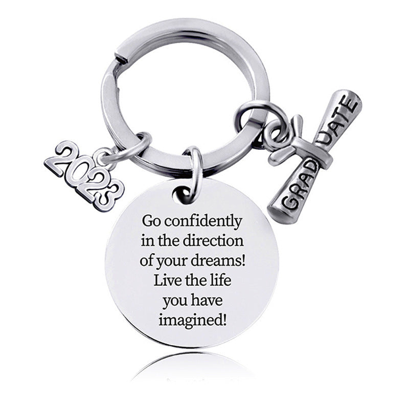 Wholesale Stainless Steel Round Graduation Season Gift Keychain