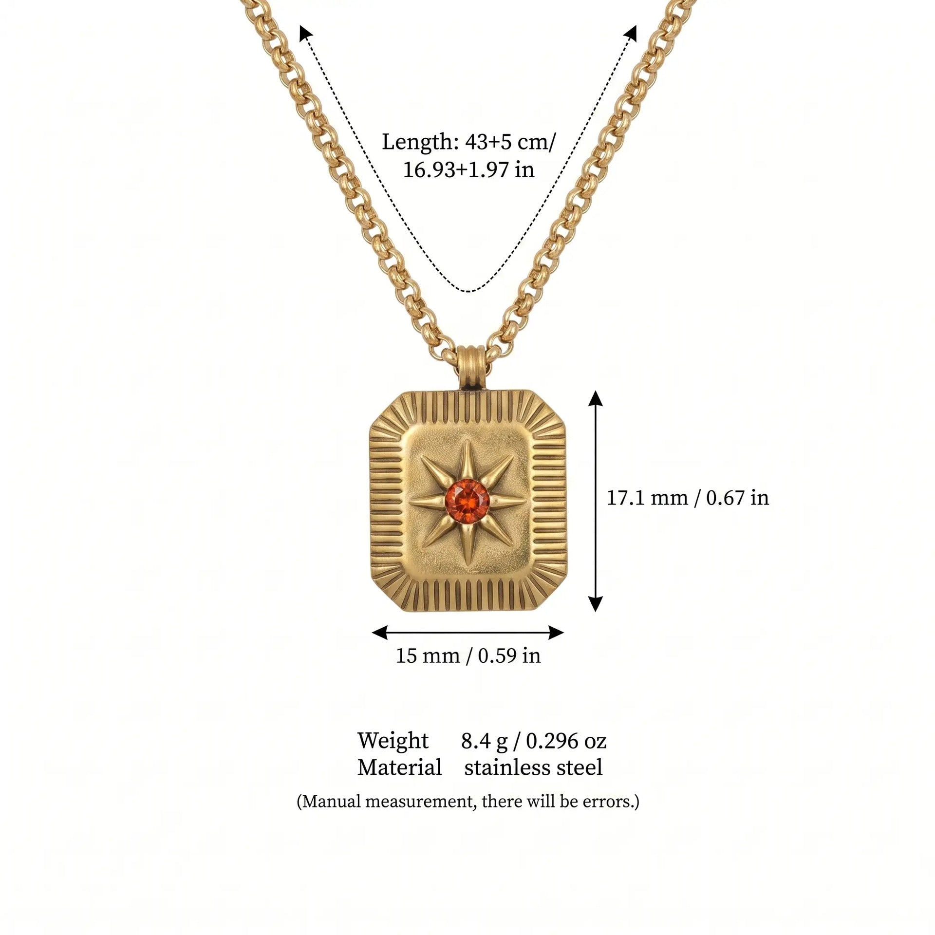 Wholesale 18K Gold Plated Eight Pointed Star Birthstone Pendant Necklace Sun Moon Star Charm Trendy Fashion Jewelry Accessory Boutique Resale Gift