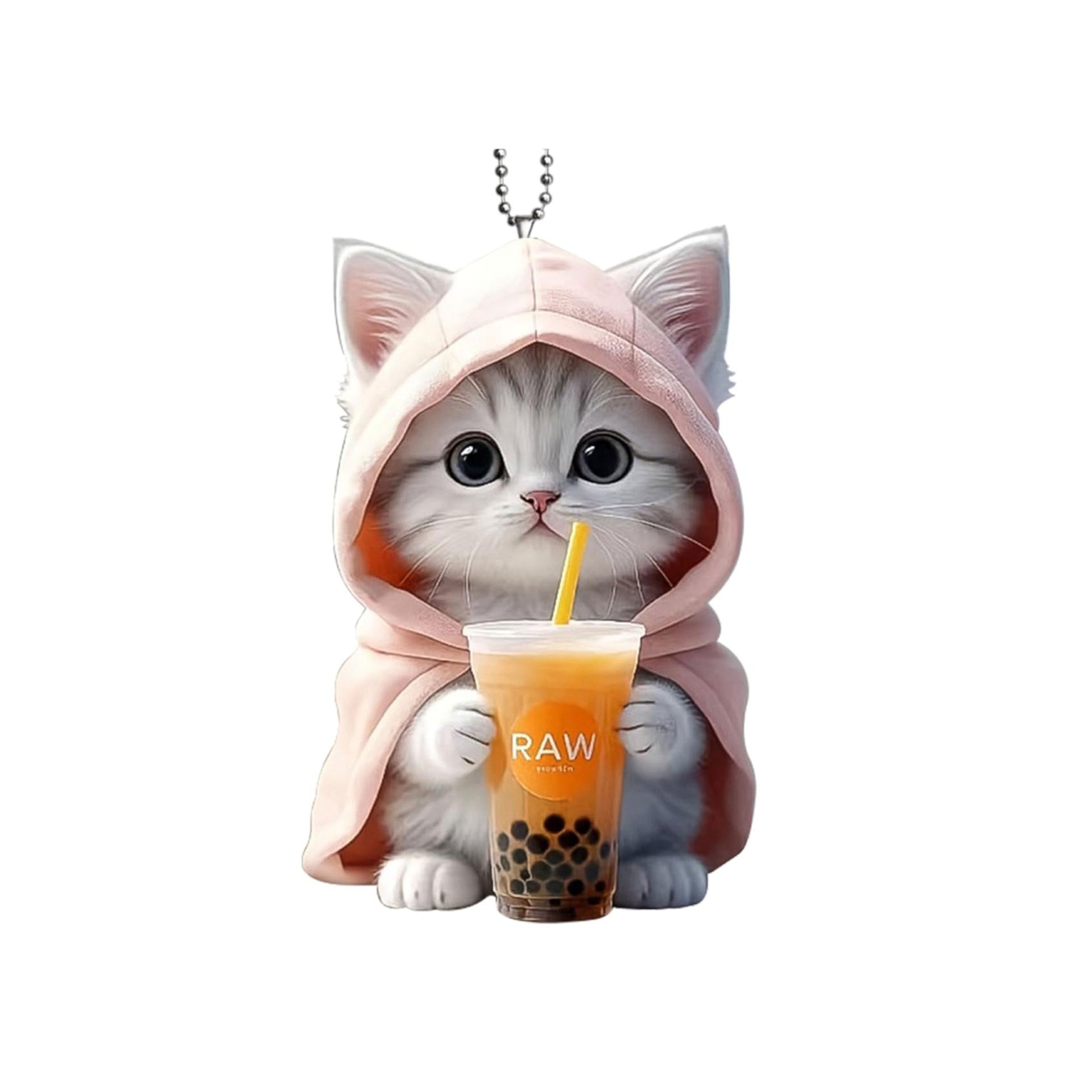 Wholesale Little white cat car pendant acrylic flat ornament