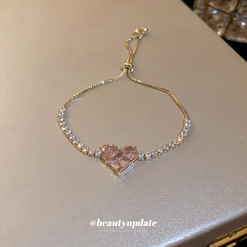 Wholesale Zircon Love Heart Adjustable Bracelet