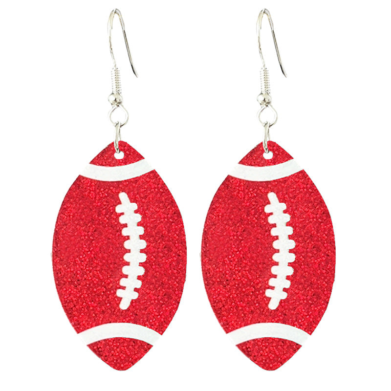 Wholesale Rugby football color-blocking shiny acrylic earrings