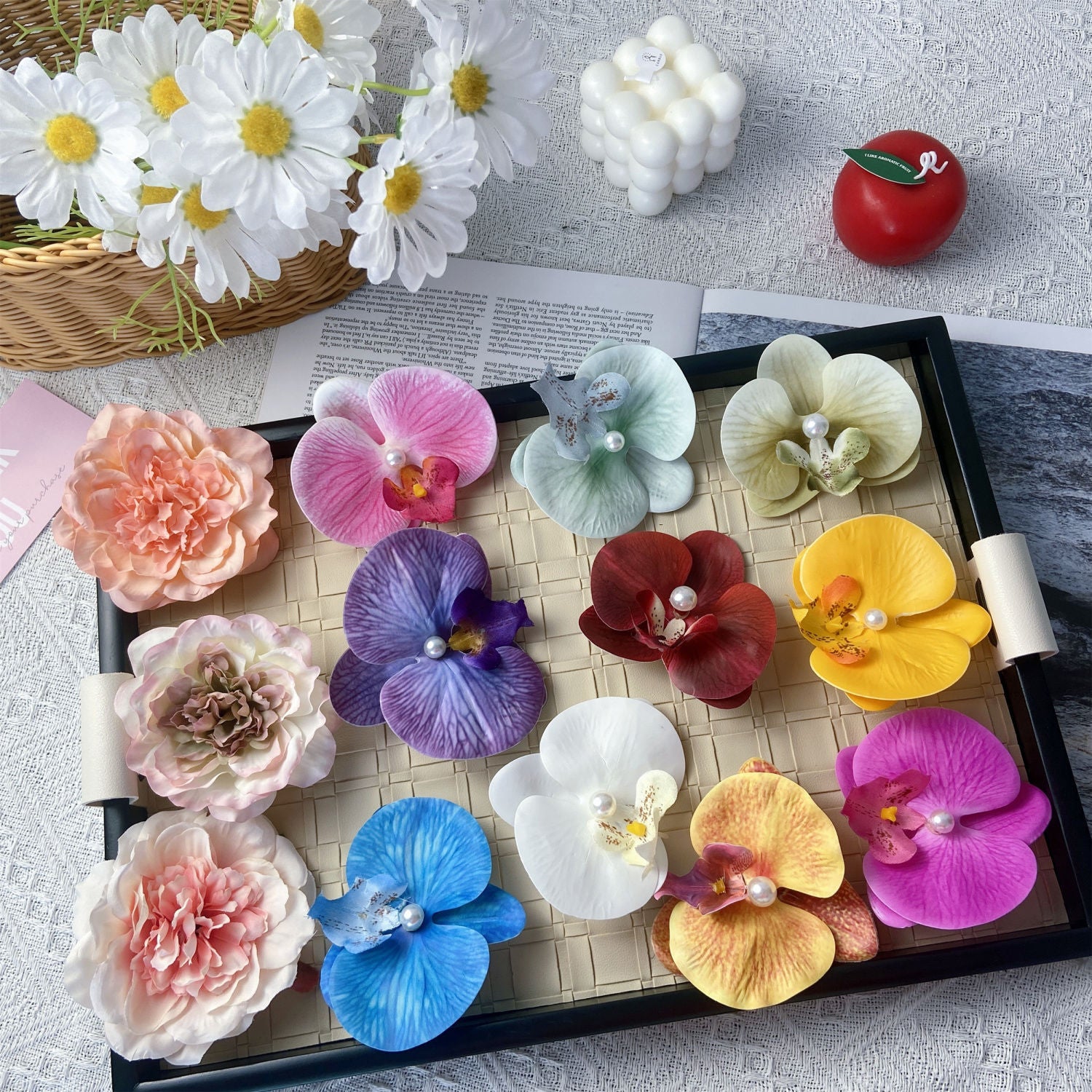 Wholesale Valentine's Day Excellent Purple Phalaenopsis Simulated Flower Atmosphere Headwear